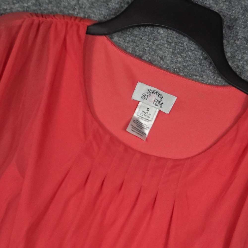 Sweet Storm Women S Mini Dress Coral Black White Polka Dot Pleated Sleeveless